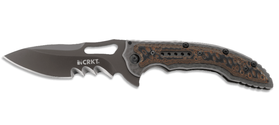 CRKT Ikoma Fossil Frame Lock Knife (3.96" Gray Serr) 5471K