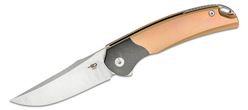 Bestech Knives Supernova Liner Lock Knife Gold Titanium M390 (3.1" Vertical Satin) BT2111C