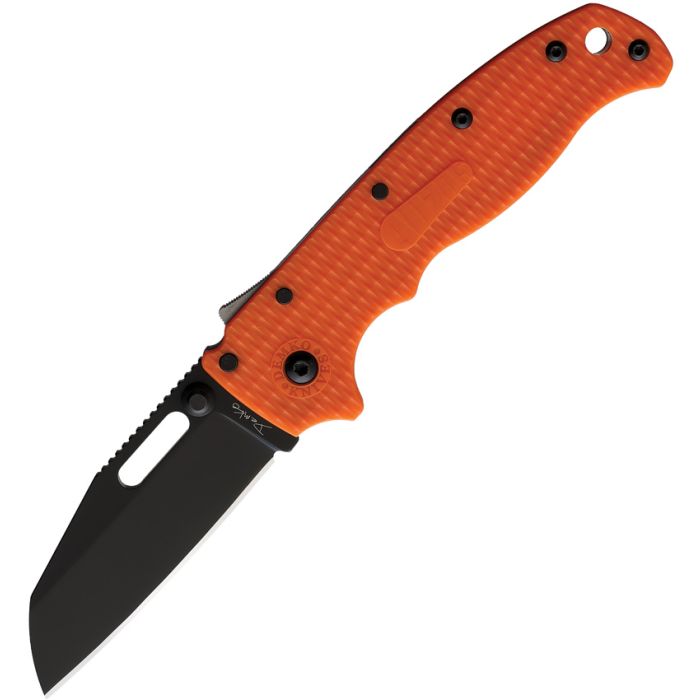 Demko Knives AD20.5 Shark Foot Shark Lock Knife Orange Grivory (3" Black) DEMAD205F23B