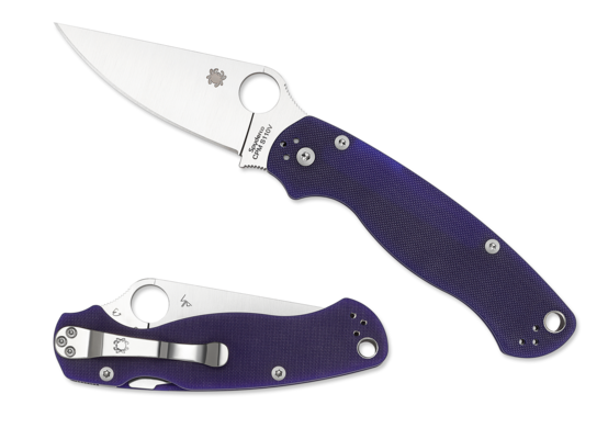Spyderco Paramilitary 2 Knife Blue/Purple G-10 (3.44" Satin CPM-S110V) C81GPDBL2