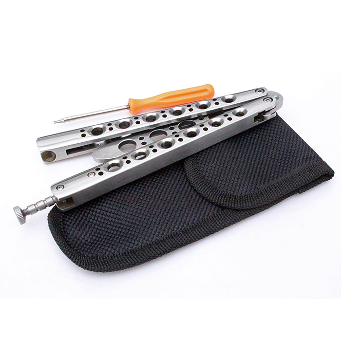Balisong Butterfly Knife Trainer (Silver w/ Blue)