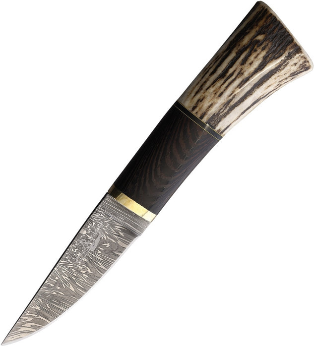 Benjahmin Knives Fixed Blade Stag/Wood (3.5″ Damascus) BKA022
