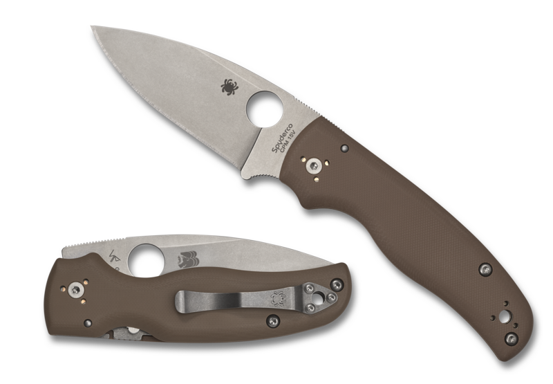 Spyderco Shaman Compression Lock Knife Brown G-10 SPRINT RUN (3.58" Satin CPM 15V) C229GPBN15V