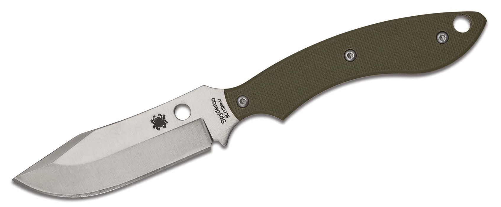 Spyderco Stok Bowie Fixed Blade Knife OD Green G-10 (2.95" Satin) FB49GPOD
