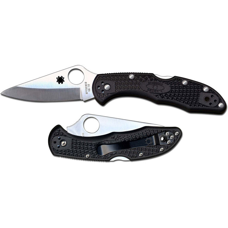 Spyderco Delica 4 Knife Black FRN Folder (2.88" Satin) C11PBK