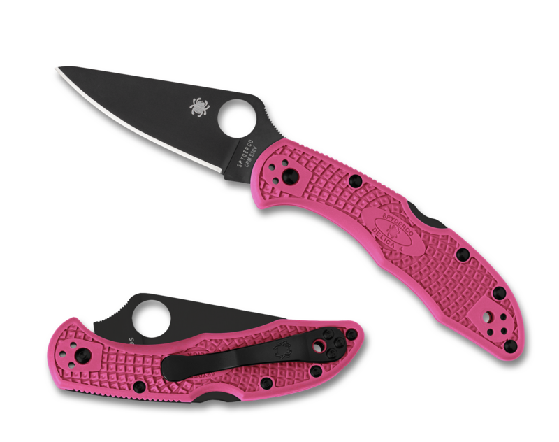 Spyderco Delica 4 Lightweight Lockback Knife Pink FRN (2.9" Black S30V) C11FPPNS30VBK