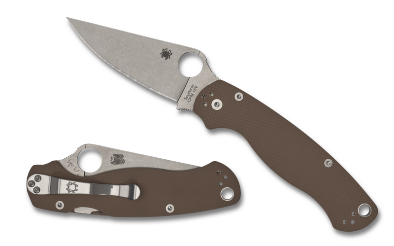 Spyderco Paramilitary 2 Compression Knife Brown G-10 SPRINT RUN (3.45" Satin) C81GPBN15V2
