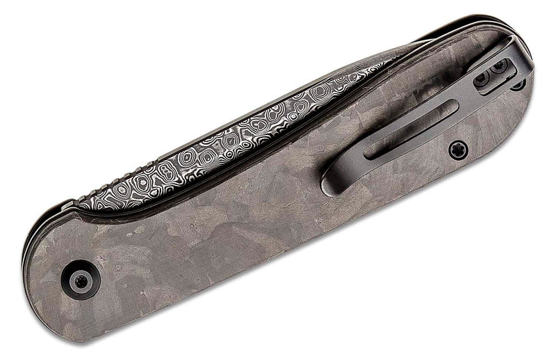 CIVIVI Elementum Button Lock Knife Black Shred CF (3.47" Damascus) C2103DS-3