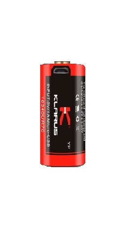 Klarus 700 mAh 16340 Li-ion battery w/ Micro-USB charging port 16340UR70
