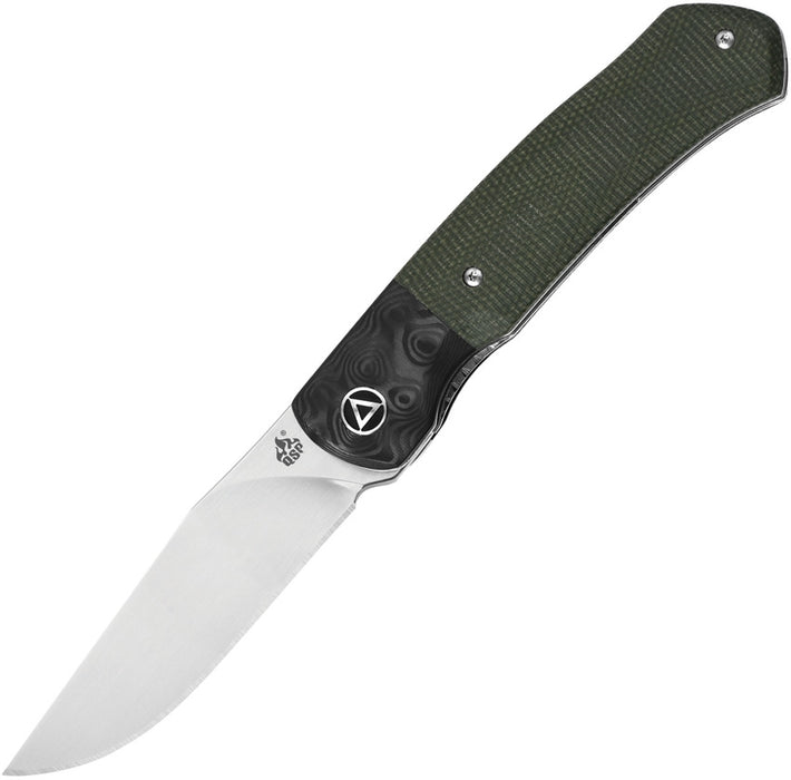 QSP Gannet Liner Lock Knife CF / Green Micarta (3.38" Satin) QS137C