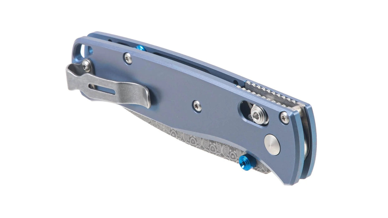 Benchmade Bugout LIMITED EDITION AXIS Lock Knife Blue Titanium (3.24" Damasteel) 535-2204