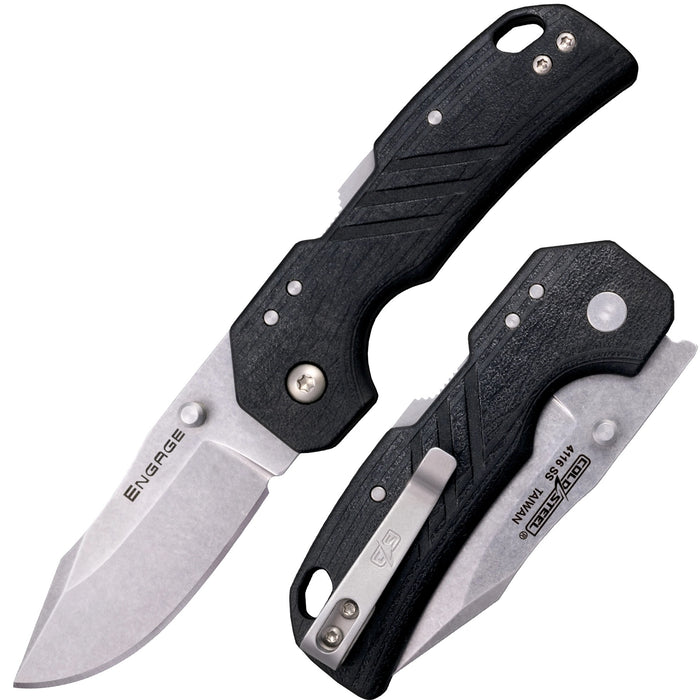 Cold Steel Engage Lock Knife Clip Point Black GFN (2.5" Stonewash) CS-FL-25DPLC