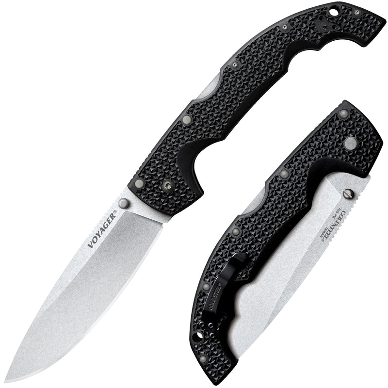 Cold Steel Voyager XL Drop Point Tri-Ad Lockback Knife (5.5" Stonewash) CS-29AXB