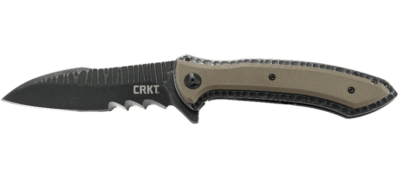 CRKT Apoc w/VEFF Serrations Liner Lock Knife Green G-10 (3.98" Black) 5381
