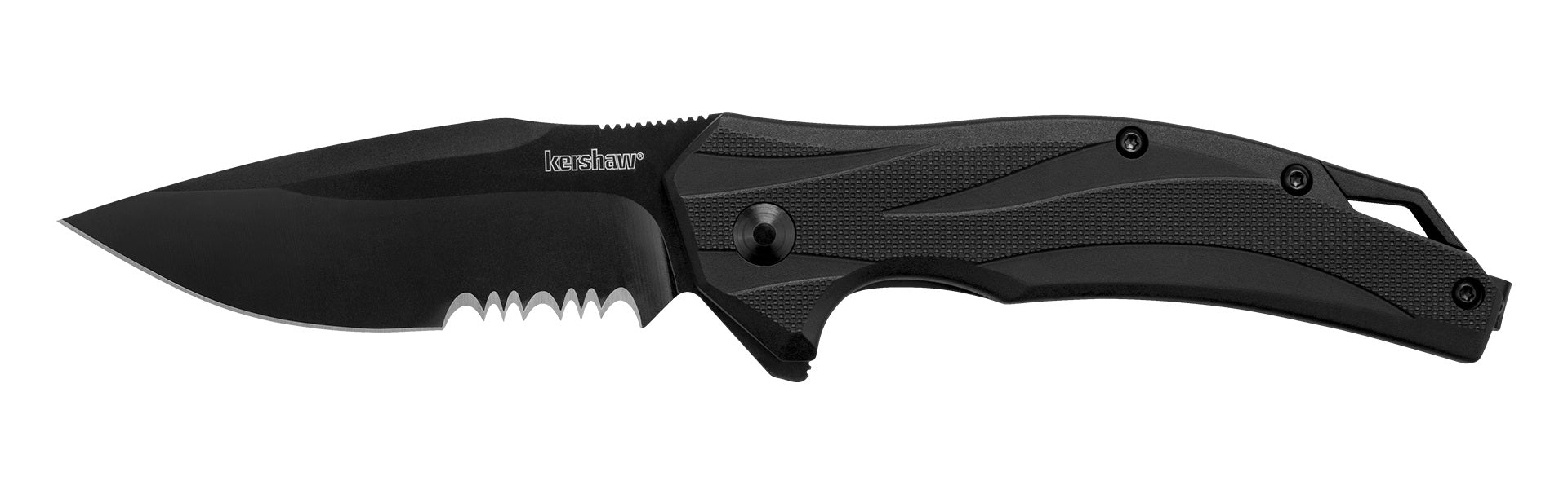 Kershaw Lateral Spring Assisted Knife Black GRN (3.1" Black Serr) 1645BLKST