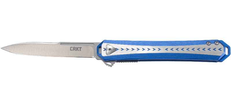 CRKT Stickler Liner Lock Assisted Flipper Knife Blue Aluminum (3.38" Satin) 6710
