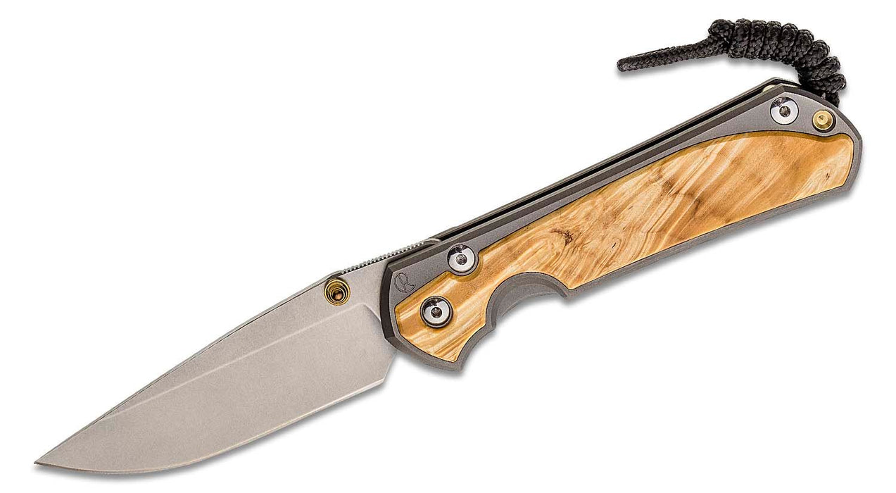 Chris Reeve Large Sebenza 31 Box Elder Burl Drop Point Folding Knife (3.6" SW) L31-1108