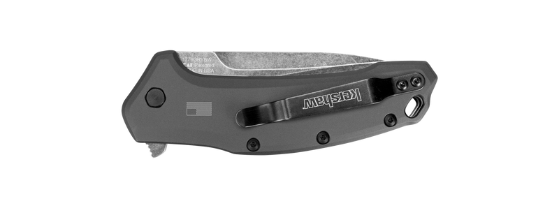Kershaw Link Drop Point Knife Gray Aluminum (3.25" BlackWash) 1776GRYBW