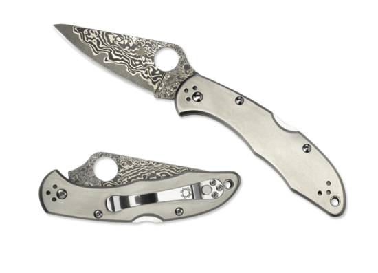 Spyderco Delica 4 Lockback Knife Titanium (2.9" Damascus) C11TIPD