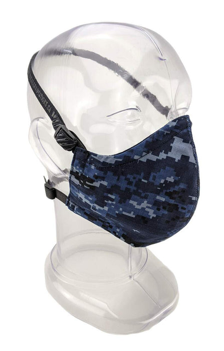 Premium Face Mask - Reusable 2-Ply Fabric - Digital Navy Blue Camo