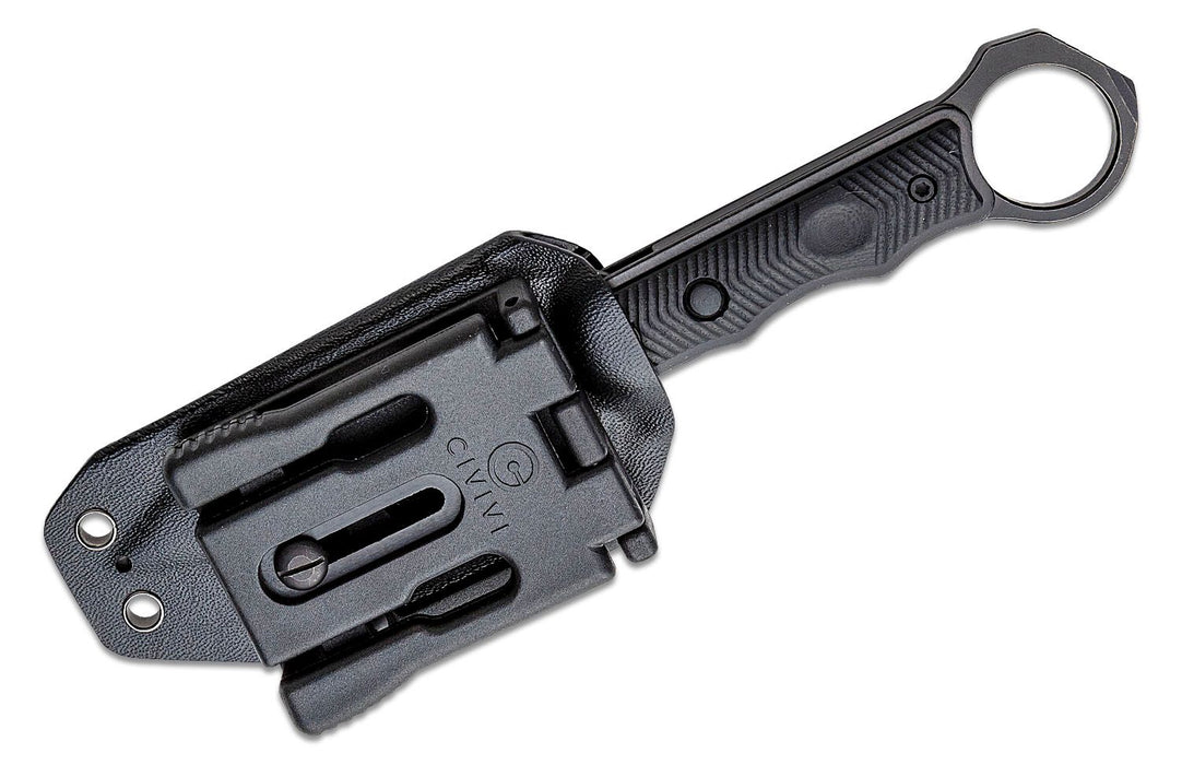 CIVIVI Orthrus Tactical Button Fixed Blade Knife Black G-10 (3.76" Black Serr) C20037B-1
