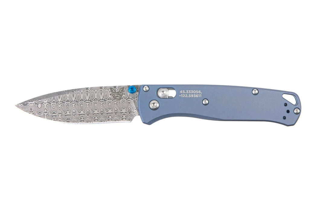 Benchmade Bugout LIMITED EDITION AXIS Lock Knife Blue Titanium (3.24" Damasteel) 535-2204