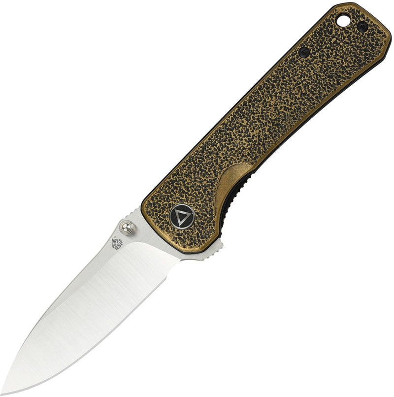 QSP Hawk Liner Lock Knife Textured Brass (3.23" Satin) QS131-K
