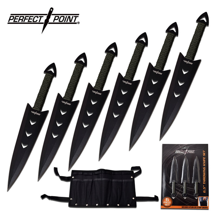 Perfect Point 6 Pc Throwing Knife Set (Black) 6.5" RC-040-6CS