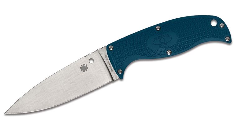 Spyderco Enuff Leaf Fixed Blade Knife Blue FRN (3.95" Satin K390) FB31PBL2K390