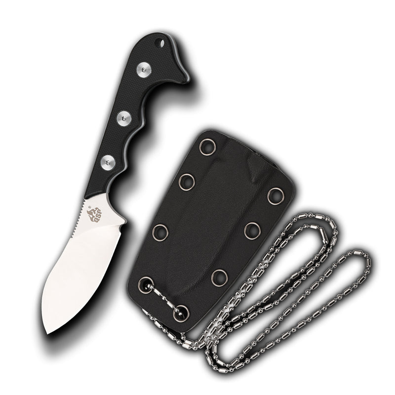QSP Neckmuk Neck Knife Black G10 (2.88" Satin D2) QS125A