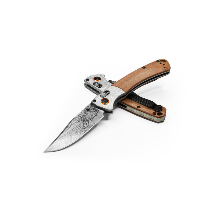 Benchmade Mini Crooked River LIMITED EDITION Artist Series Whitetail Deer AXIS Lock Knife (3.4" Satin) 15085-2202