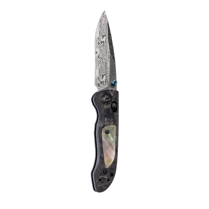 Benchmade Foray Gold Class AXIS Lock Knife Marbled CF (3.2" Damasteel) 698-181