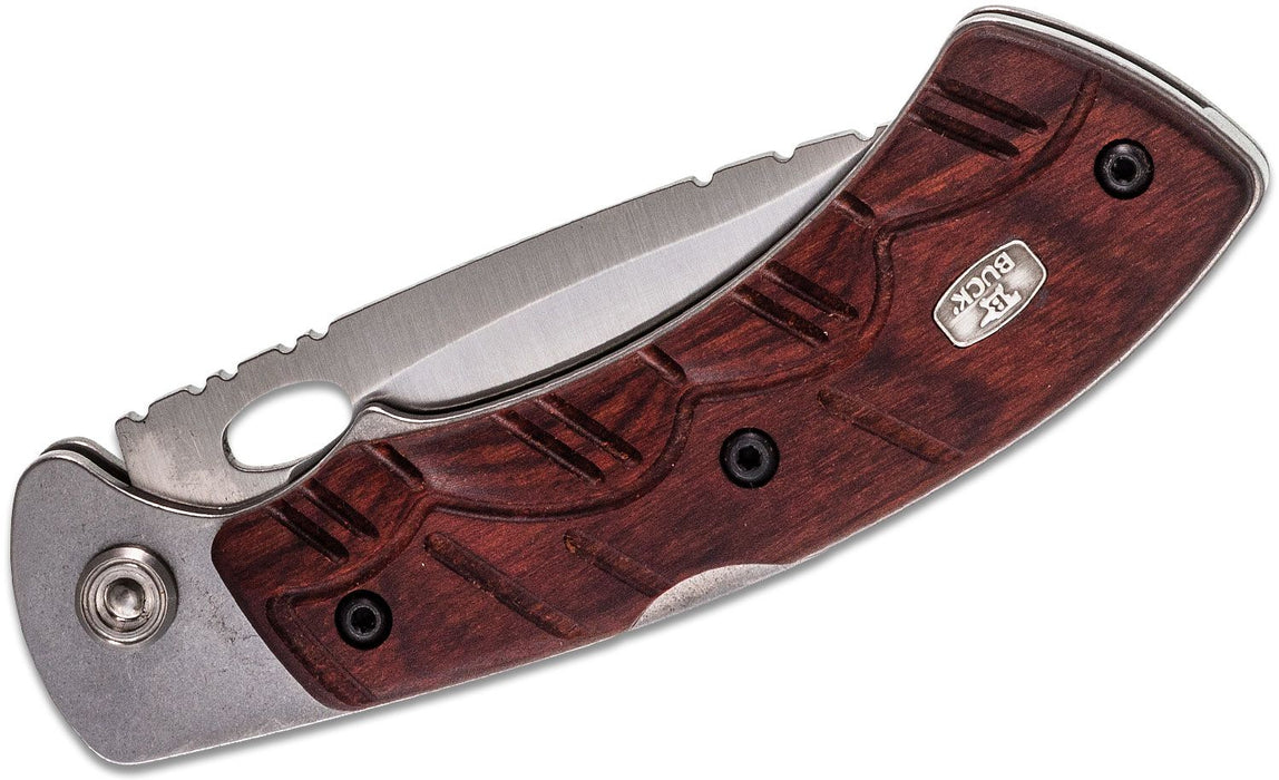 Buck 556 Open Season Folding Skinner Lockback Knife Red Wood (3.75" Satin) 0556RWS-B