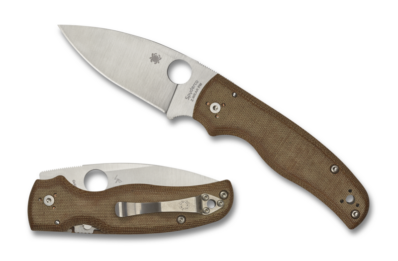 Spyderco Shaman Compression Lock Knife Brown Micarta (3.6" Satin Z-Wear) C229MPZW