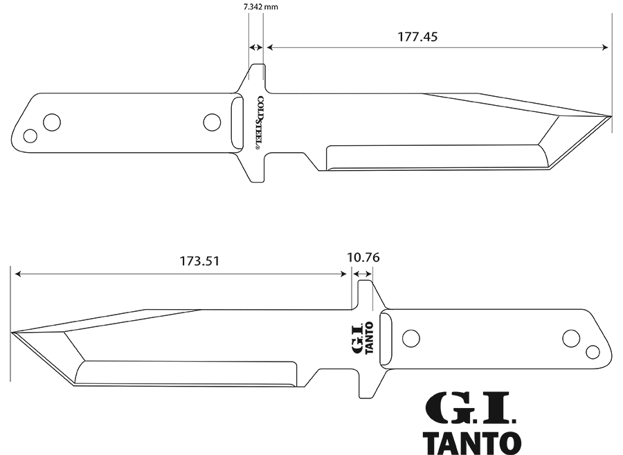 Cold Steel G.I. Tanto Tactical Fixed Blade Knife (7" Black) CS-80PGTK