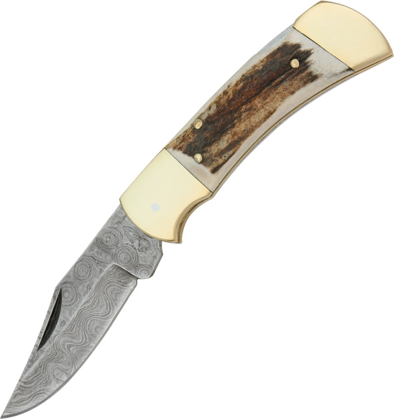 Damascus Lockback Folding Knife