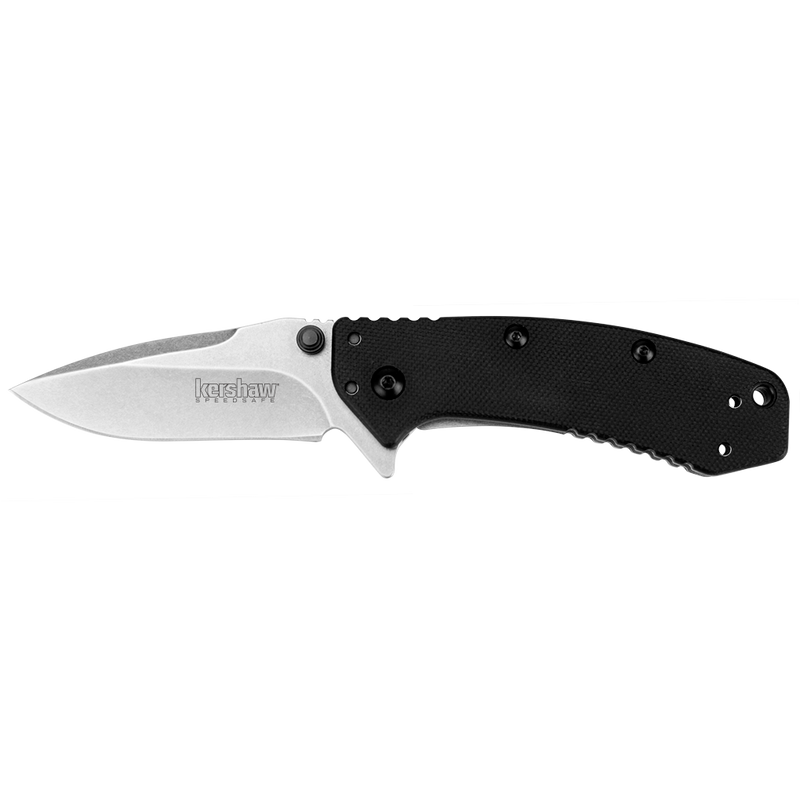 Kershaw Cryo Assisted Opening Flipper Knife Black G-10 (2.75" Stonewash) 1555G10