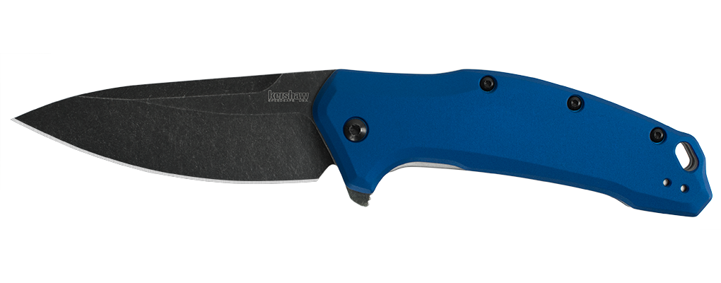 Kershaw Link Drop Point Knife Blue Aluminum (3.25" BlackWash) 1776NBBW