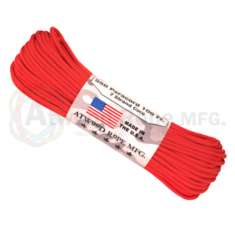 Atwood 550 lbs Paracord - 100 ft (Red) PC100