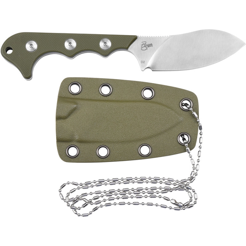 QSP Neckmuk Neck Knife Green G10 (2.88" Satin D2) QS125C