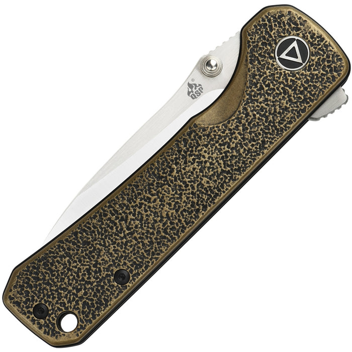 QSP Hawk Liner Lock Knife Textured Brass (3.23" Satin) QS131-K