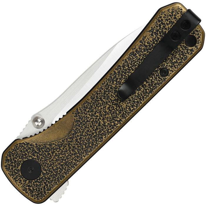 QSP Hawk Liner Lock Knife Textured Brass (3.23" Satin) QS131-K