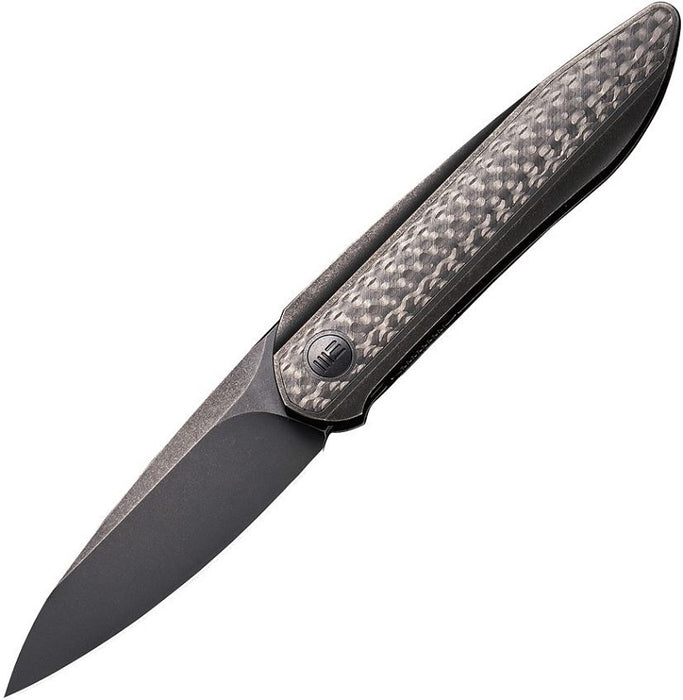 WE Knife Co Black Void Opus Folding Knife Black Ti/Twill CF (2.84" V-Grind) WE2010V-1