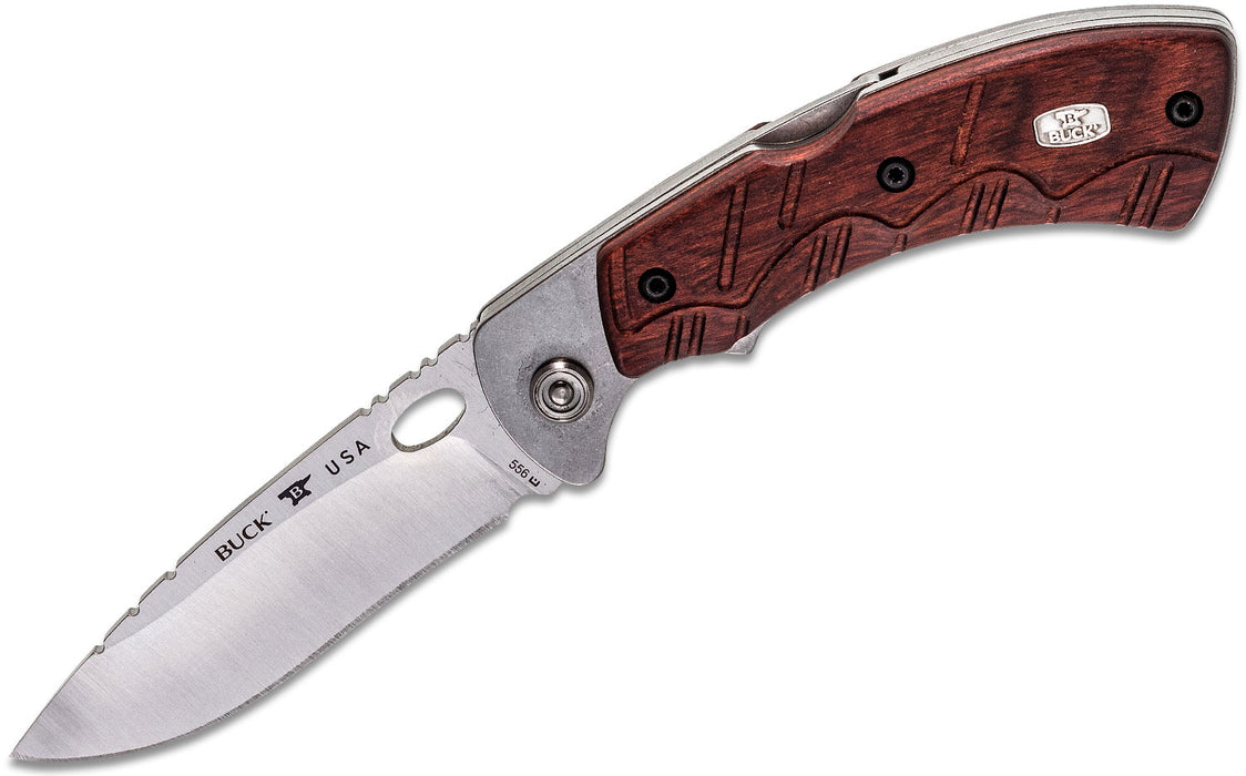 Buck 556 Open Season Folding Skinner Lockback Knife Red Wood (3.75" Satin) 0556RWS-B