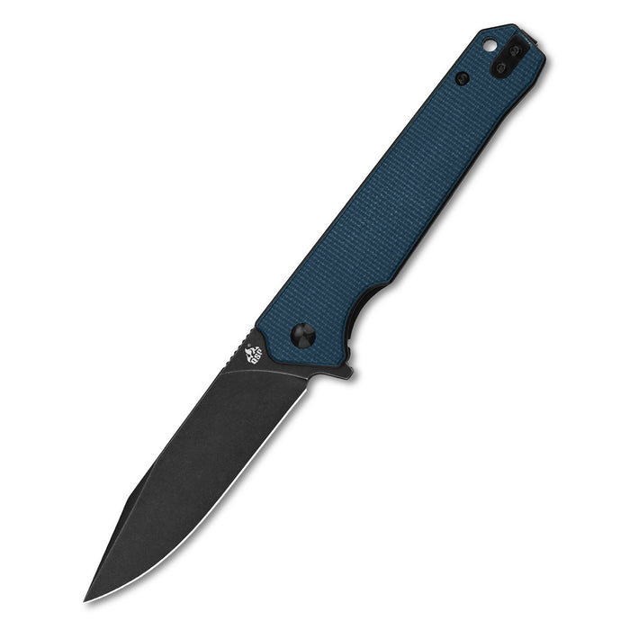 QSP Knife Mamba V2 Liner Lock Flipper Knife Blue Micarta (3.5" Black SW D2) QS111-H2