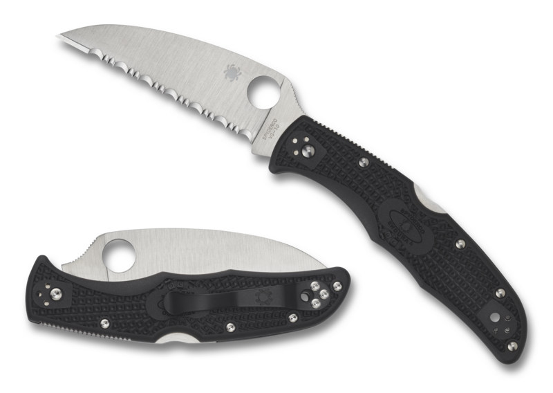 Spyderco Endura 4 Wharncliffe Back Lock Knife Black FRN (3.78" Satin Serr) C10FSWCBK