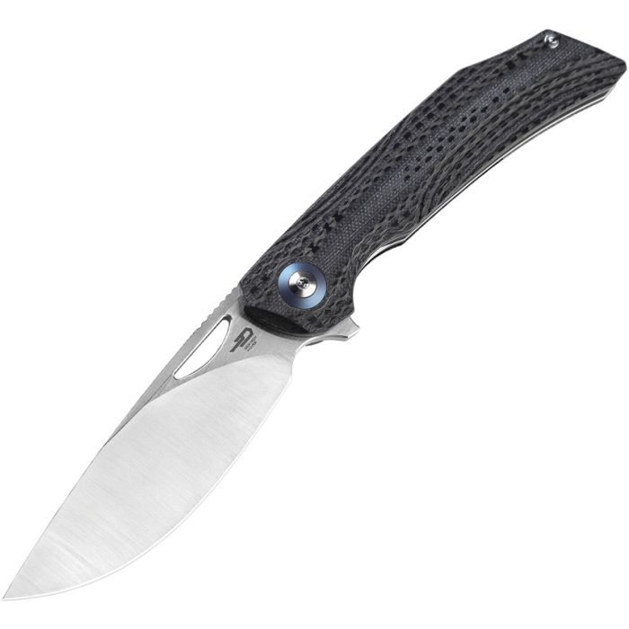 Bestech Knives Falko Liner Lock Knife Black G-10/CF 154CM (3.6" Satin) BL01A