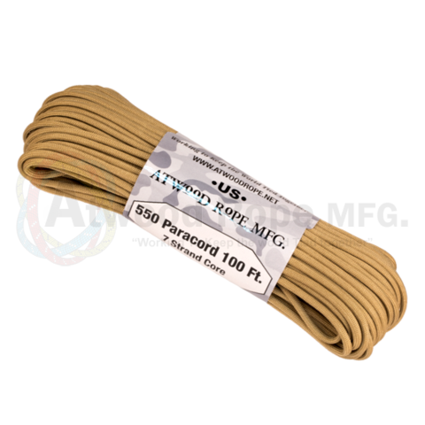 Atwood 550 lbs paracord - 100 ft (Tan) PC100 — Cutting Edge