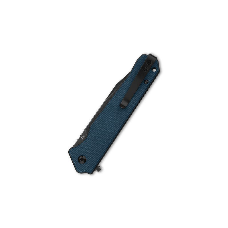 QSP Knife Mamba V2 Liner Lock Flipper Knife Blue Micarta (3.5" Black SW D2) QS111-H2