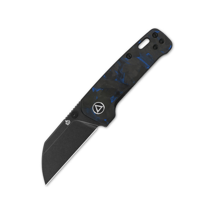 QSP Penguin Mini Liner Lock Knife Shredded Carbon Fiber Blue (2.25" Blackwashed) QS130XS-D2